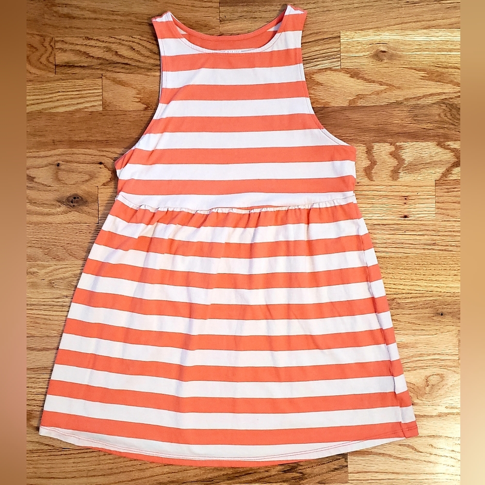 Old Navy Maternity Jersey Peplum Tank Top, Size S in Orange / Cream Stripe